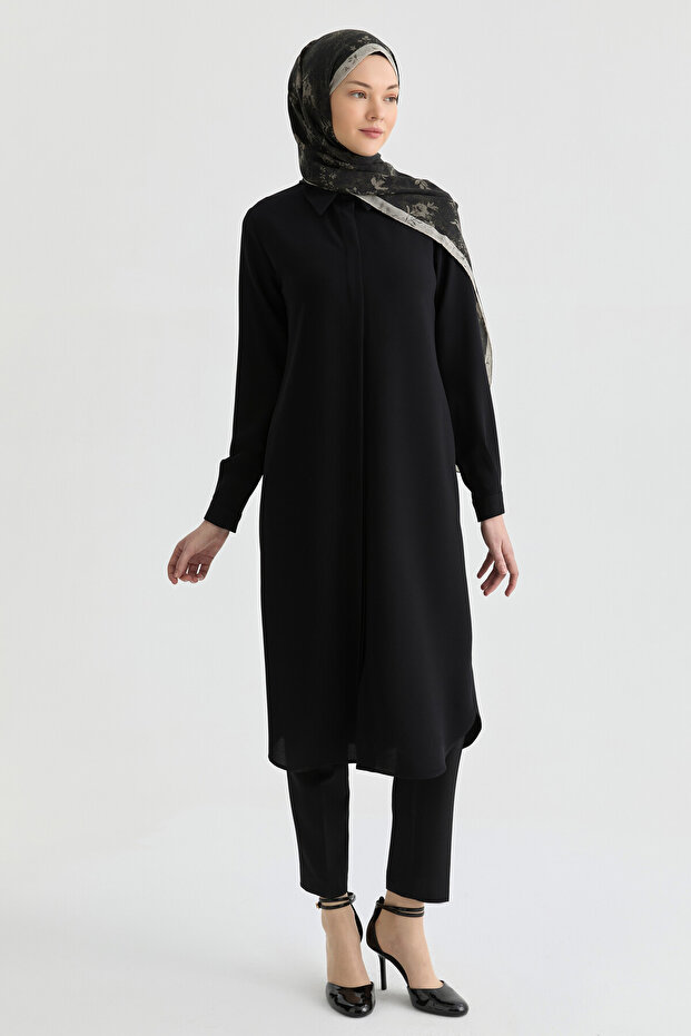 Gizli Patlı Basic Tunik - Siyah - 2