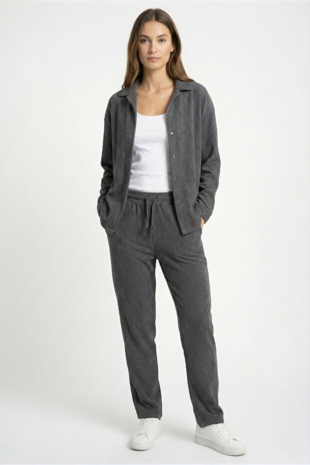 Women's Premium Corded Fabric Fabric Shirt and Trouser Set