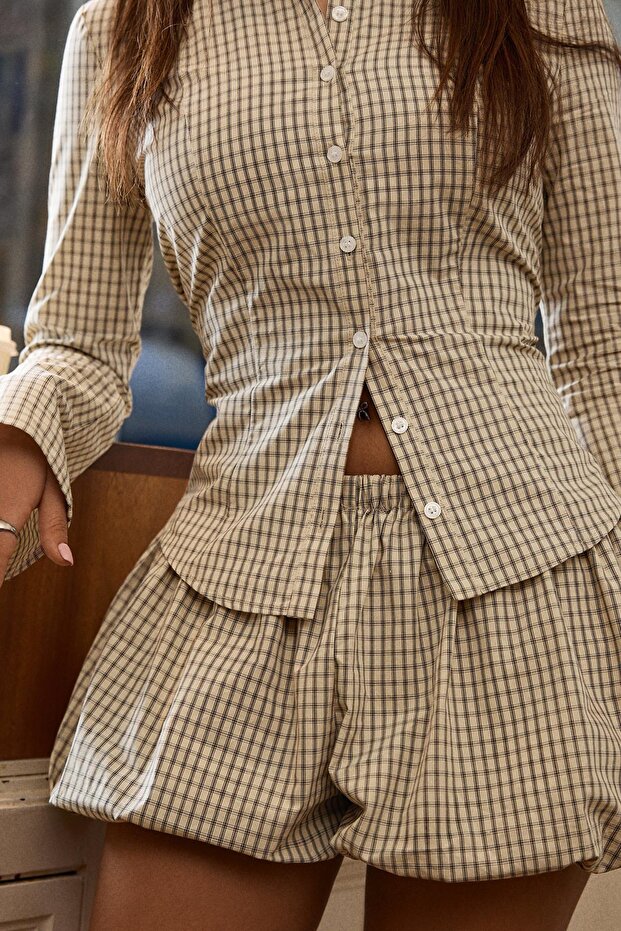 Baskılı balon şort etek - 3