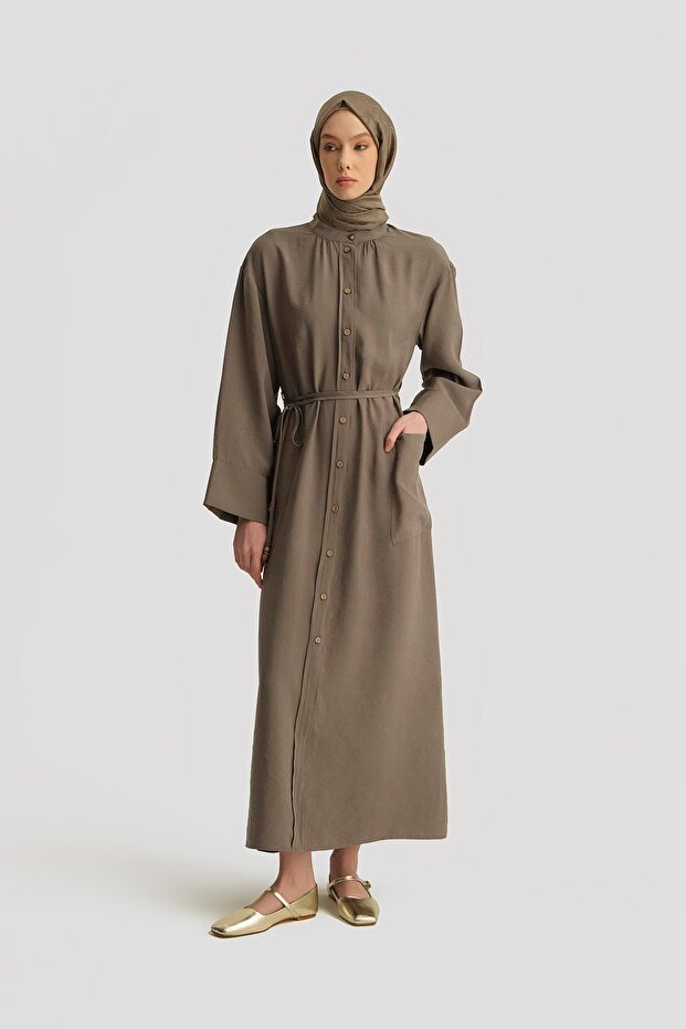 Modal Tie-Dye Detailed Dress Khaki