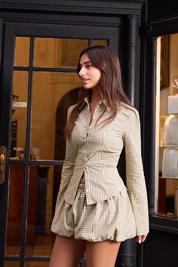 Baskılı balon şort etek - 1