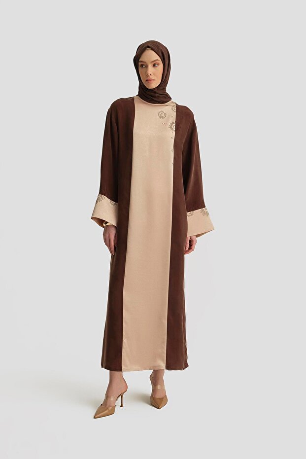 Stone Adhesive Garnished Cupra Dress 25Y9017 Brown