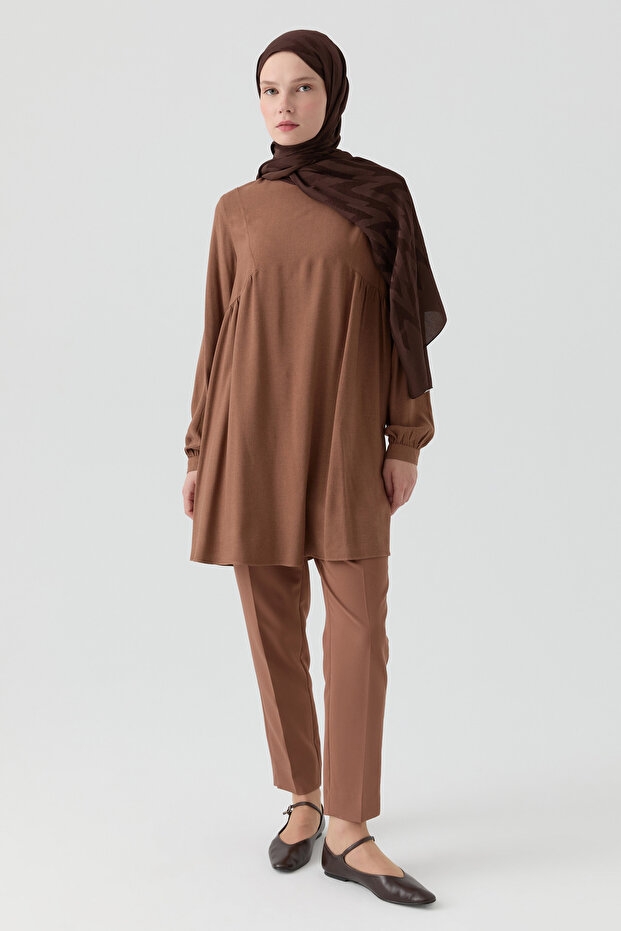 Yüksek Bel Basic Pantolon - Fındık - 1