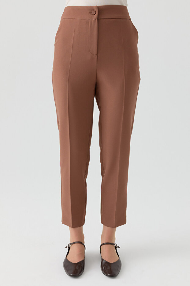 Yüksek Bel Basic Pantolon - Fındık - 3