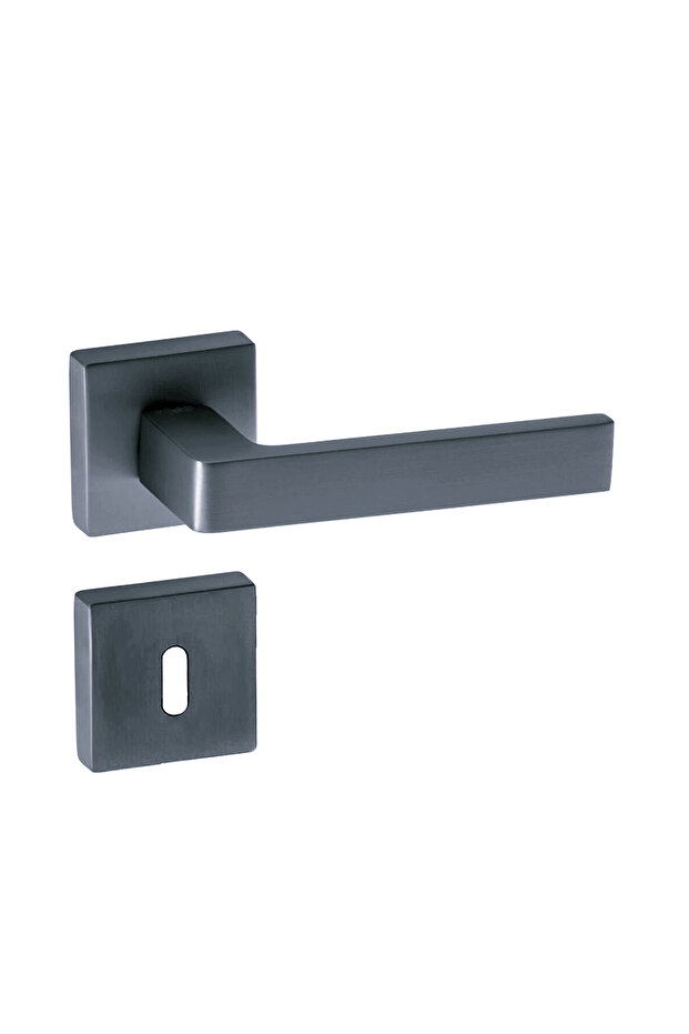 Hira Konak Safari Square Badge Door Handle Anthracite (Smoked) Room