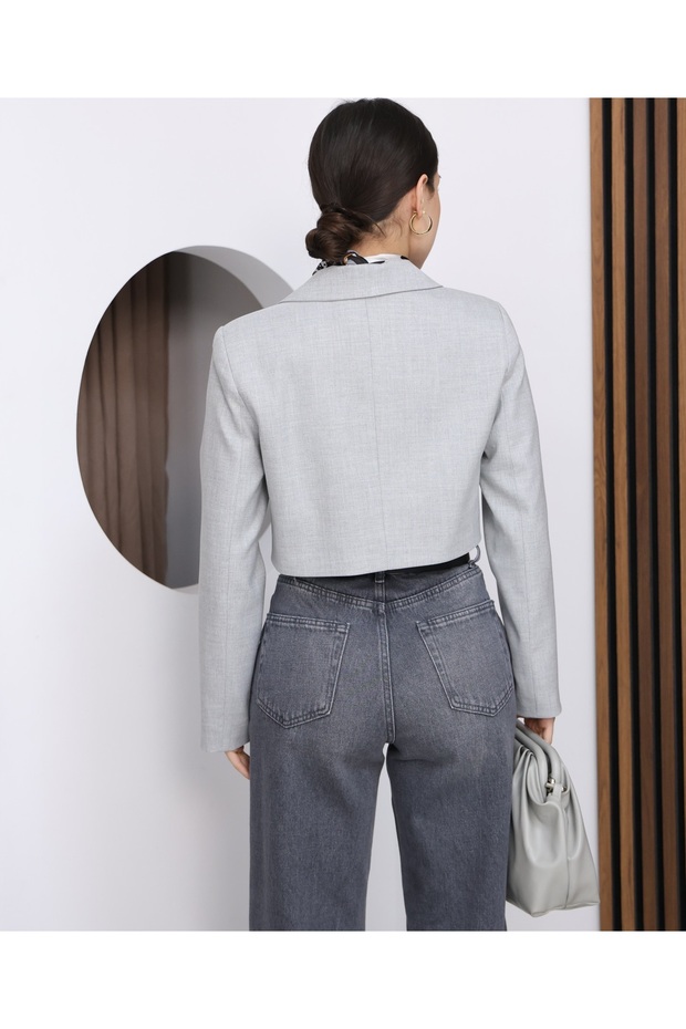 Kadın Crop Blazer Ceket - 2