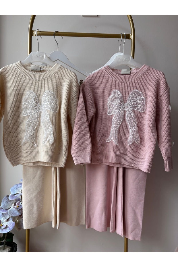 Children's Knitwear Set with Beading Details