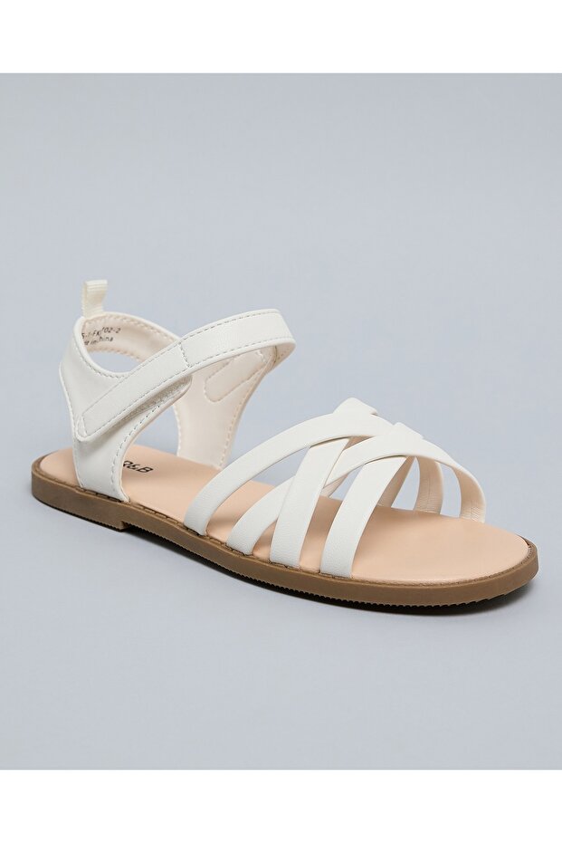 Girls Ivory Strappy Ankle Strap Flat Sandals
