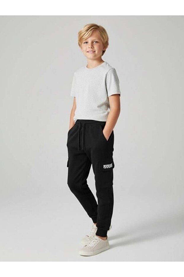 Children's Cargo Pants with Pockets and Elastic Cuffs