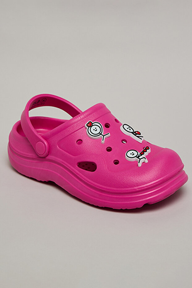 Girls Fuchsia Charm Detail Slingback Clogs