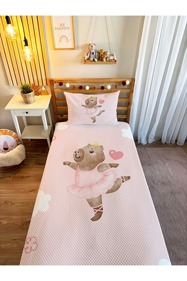 Dancing Ballerina Capybara Patterned Children's and Youth Pique Set