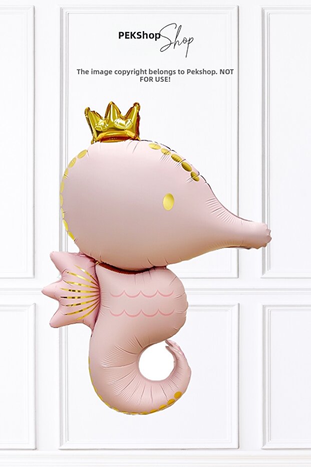 Retro Pink Large Seahorse Foil Balloon