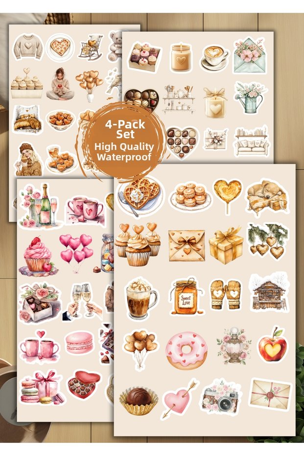 4-Piece Valentine's Day Heart Food Sticker D00021