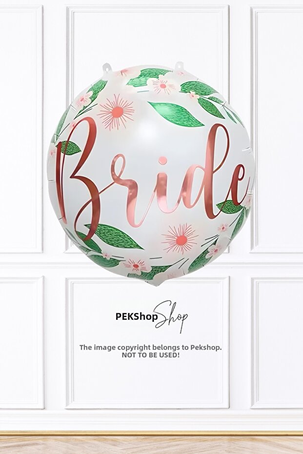 Round Floral Bride Written Bachelorette Balloon Bride Foil Balloon