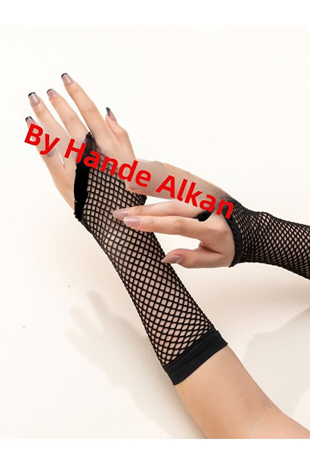 قفازات شبكية سوداء للنساء