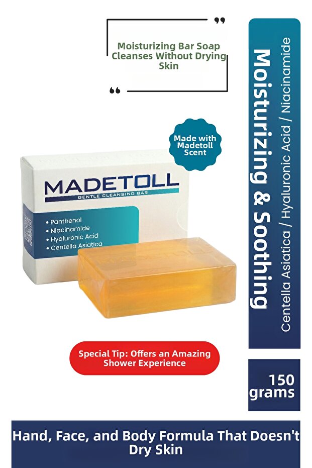 Face & Body Cleansing Soap 150 Gr - Moisturizing & Soothing Effect - Centella, Hyaluronic Acid, Niacinamide