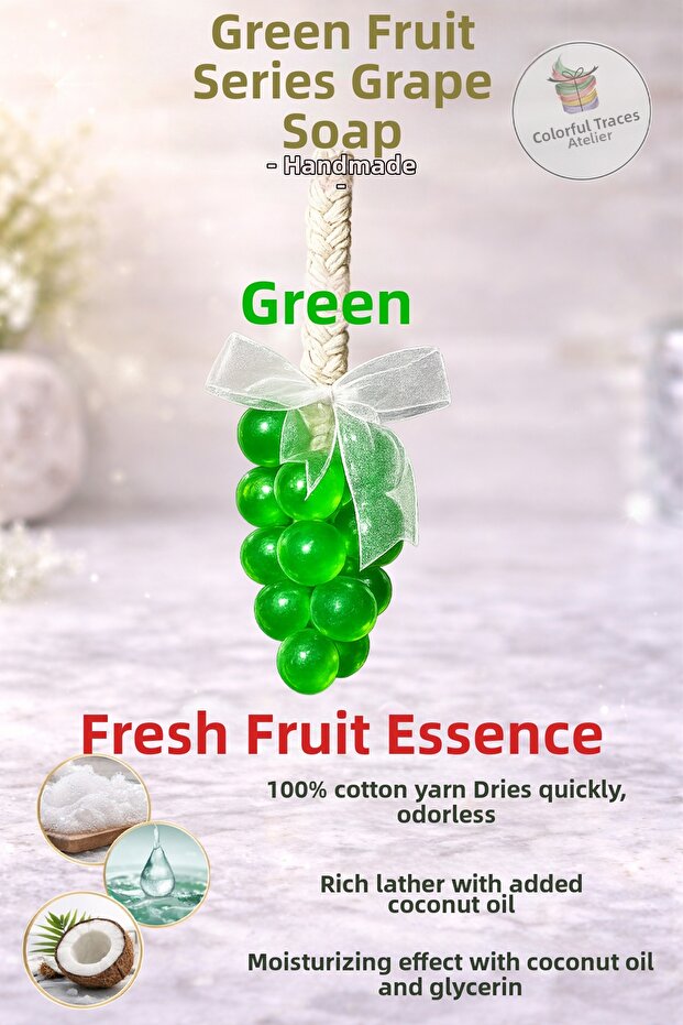 Handmade Grape Cluster Soap (Single Soap) with Green Ribbon