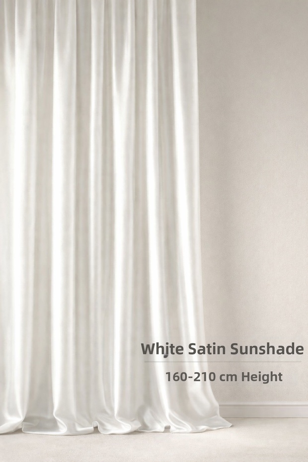 Luxury 1St Class Custom Made Elegance White Satin Sunshade 160-210 Height Range