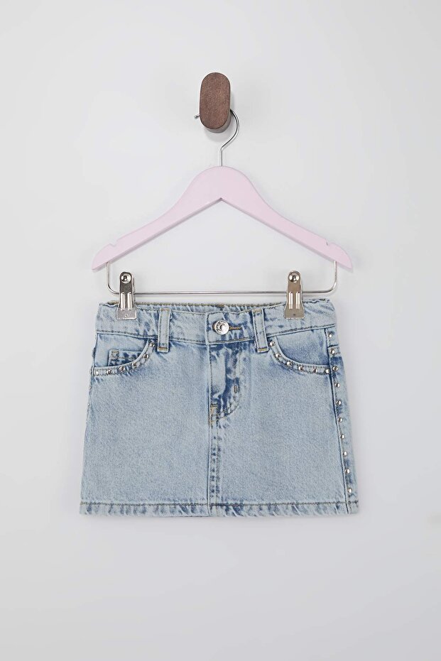 Mavi Kız Çocuk Kısa / Mini Düz Denim Etek TKDSS26ET00002 - 3