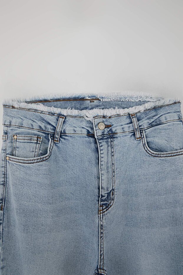 Açık Mavi Yüksek Bel Geniş Paça Comfort/Orta Esnek Wide Leg Büyük Beden Jeans TBBSS26CJ00003 - 5