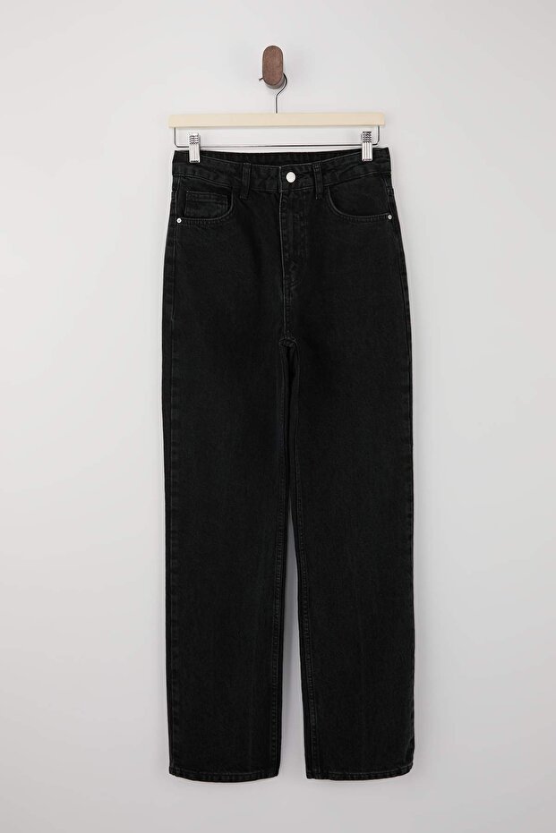 Siyah Normal Bel 100% Pamuk Straight Düz Kesim Jeans TWOSS26JE00096 - 5