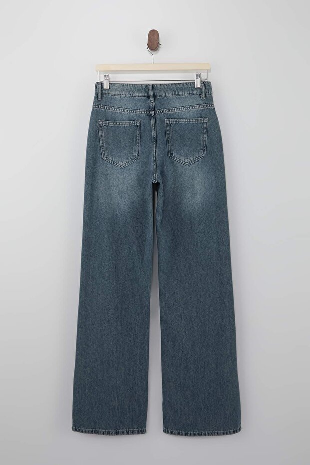 Mavi DÖKÜMLÜ Normal Bel Wide Leg %100 Pamuk Jeans TWOSS26JE00116 - 6