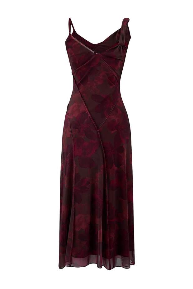 Çok Renkli Çiçekli A-Kesim/Çan Form Maxi Örme Elbise TPRSS26EL00036 - 6