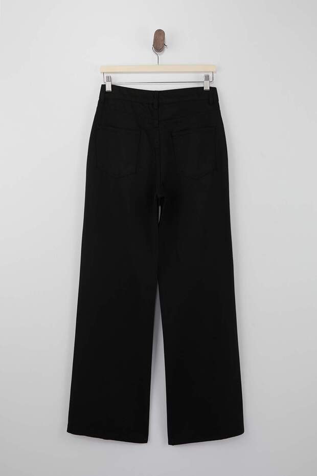 Siyah SOLMAYAN SİYAH Tencel™ Yüksek Bel Uzun Boy Wide Leg Jeans TWOSS26JE00082 - 6