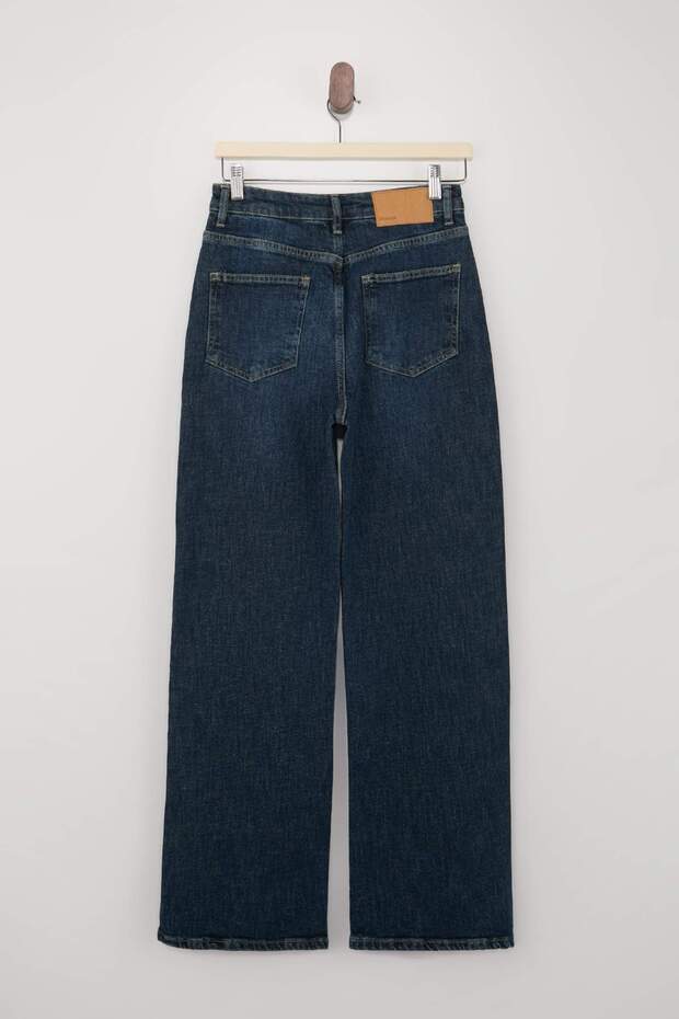 Premium Koyu Mavi More Sustainable Yüksek Bel Az Esnek Wide Leg Geniş Paça Jeans TWOSS26JE00153 - 6