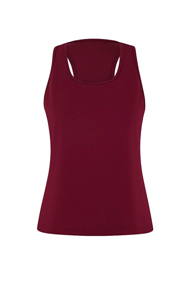 Ekru-Bordo 2'li Micro Kumaş Örme Spor T-Shirt THMSS26TS00001 - 17