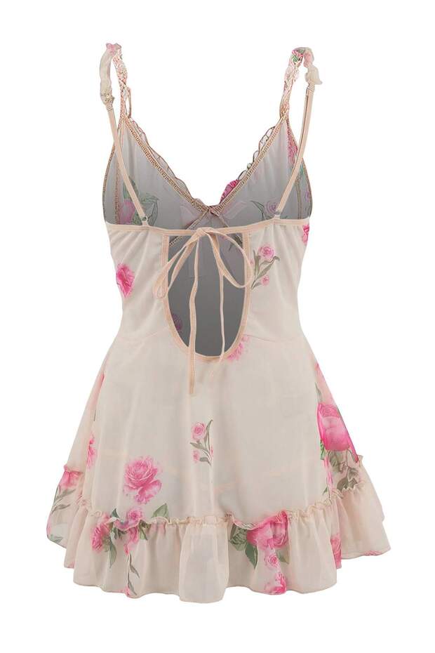 Çok Renkli Çiçekli Külotlu Babydoll/Fantezi Gecelik THMSS26LL00012 - 4