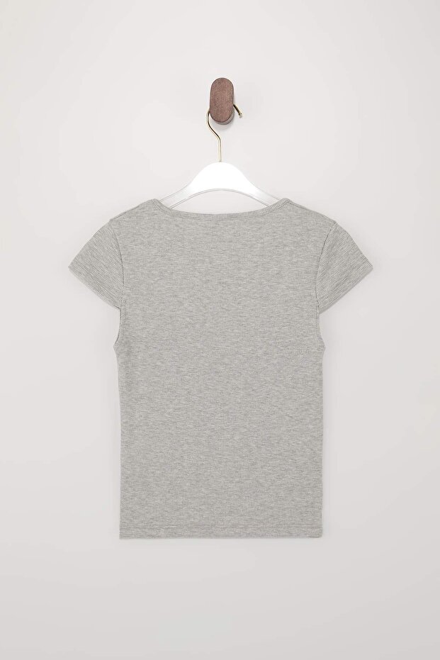 Wardrobe Essentials-Wardrope Essentials Gri Melanj Fitted Crop Esnek Örme Bluz TWOSS26BZ00155 - 10