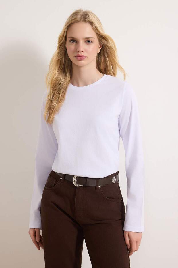 Siyah-Beyaz 2'li Paket Bisiklet Yaka Regular/Normal Kesim Örme T-Shirt TWOAW25TS00001 - 6