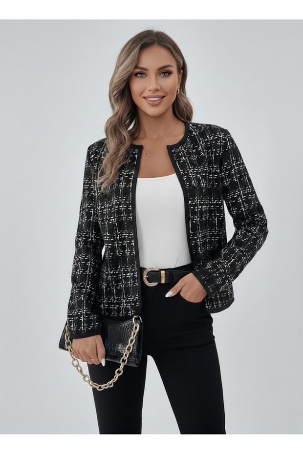 New Season Women's Long Sleeve Open Front Chanel Short Jacket