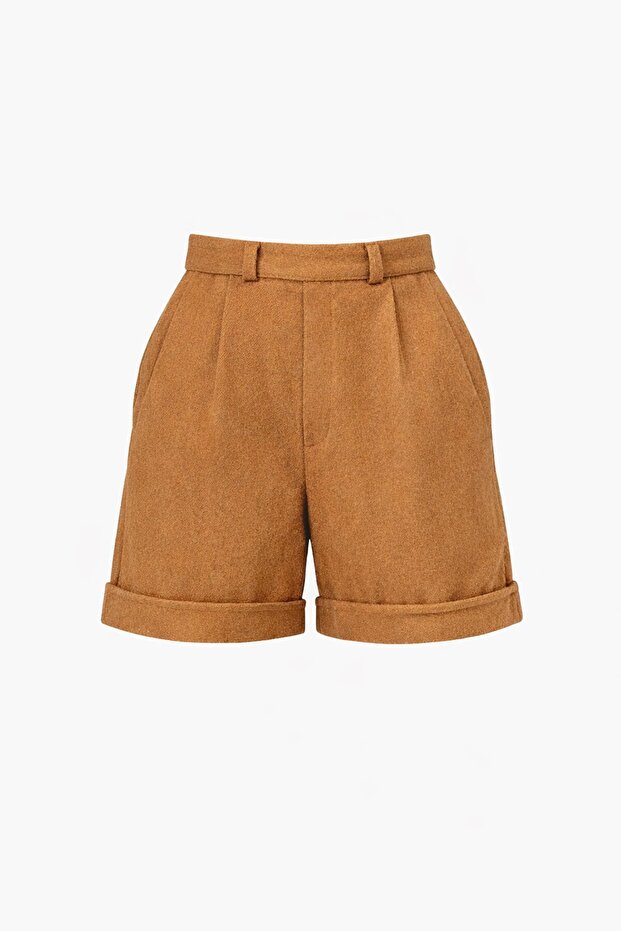 Duble Paça Çift Cepli Kışlık Kaşe Şort - 3