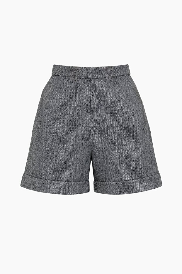 Antrasit Duble Paça Çift Cepli Kışlık Kaşe Şort - 4