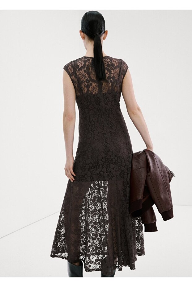 Tüllü karma elbise - 4