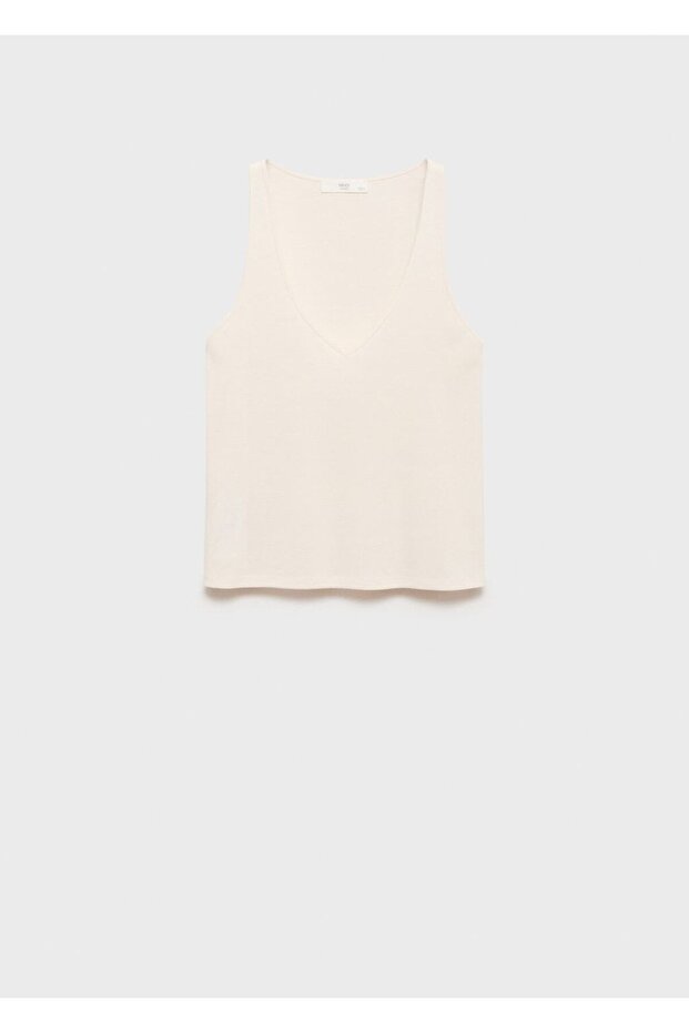 Pamuklu askılı V yaka bluz - 3