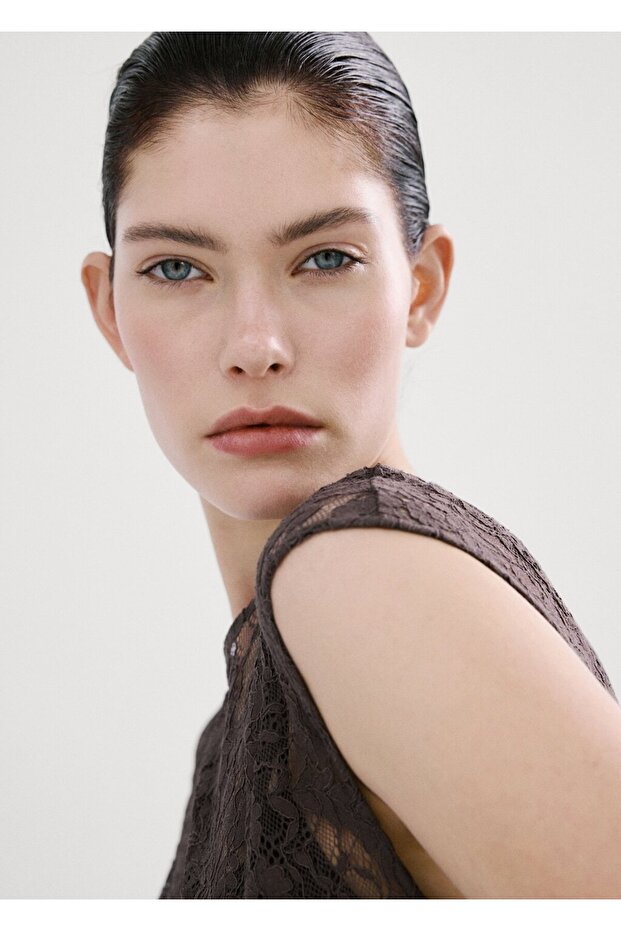 Tüllü karma elbise - 6