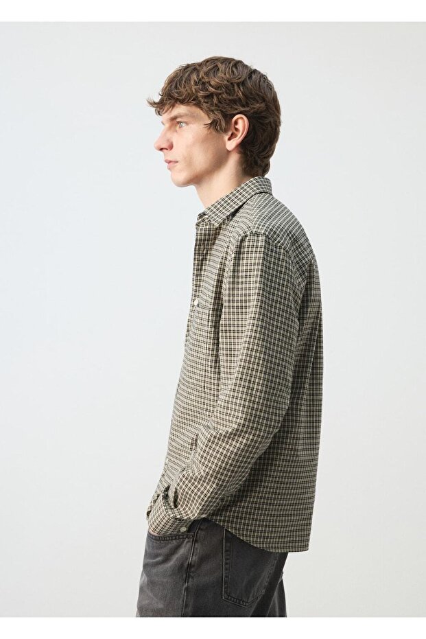 Kareli pamuklu regular fit gömlek - 7