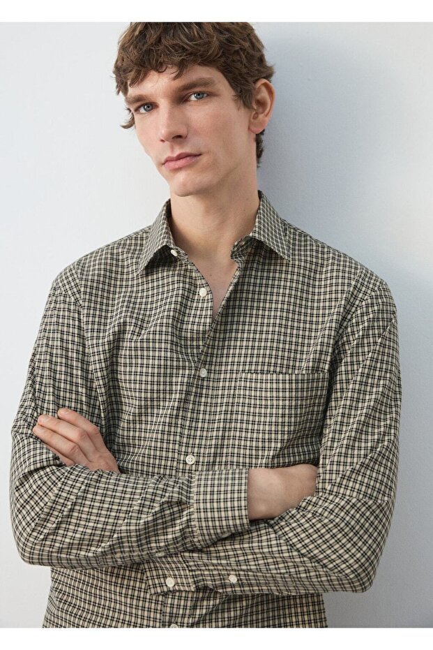 Kareli pamuklu regular fit gömlek - 6