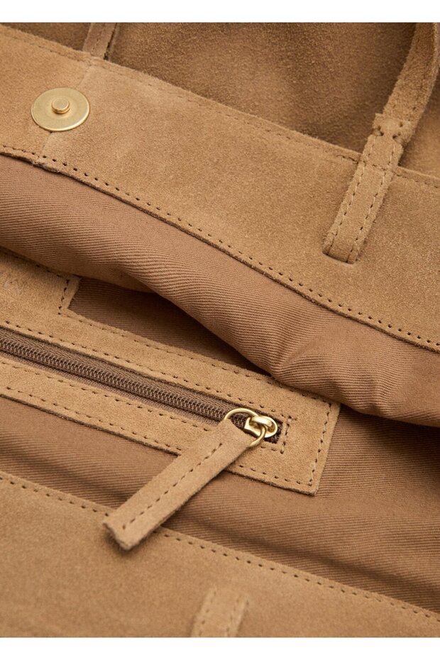 Süet deri shopper çanta - 5