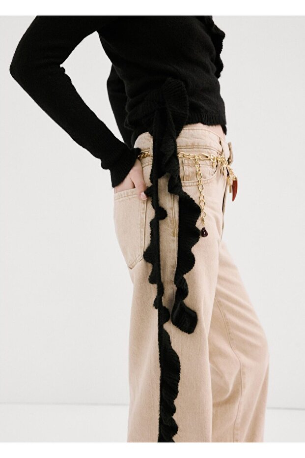 Volanlı triko hırka - 7