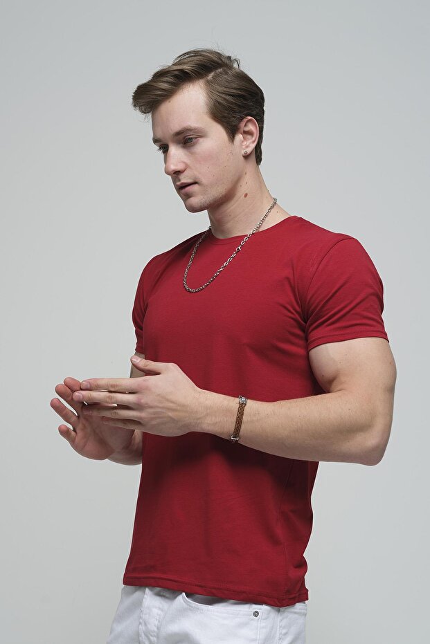 FTX Slim Fit Likralı Bisiklet Yaka Erkek Basic Tshirt - 3