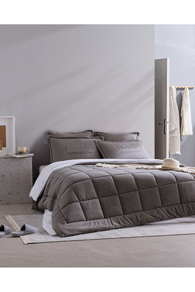 طقم نوم فردي فائق النعومة من بوبيني - أنثراسايت - 1