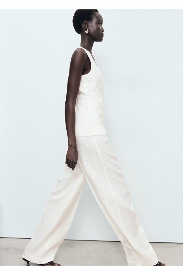 Keten takım elbise tarzı jumpsuit - 7
