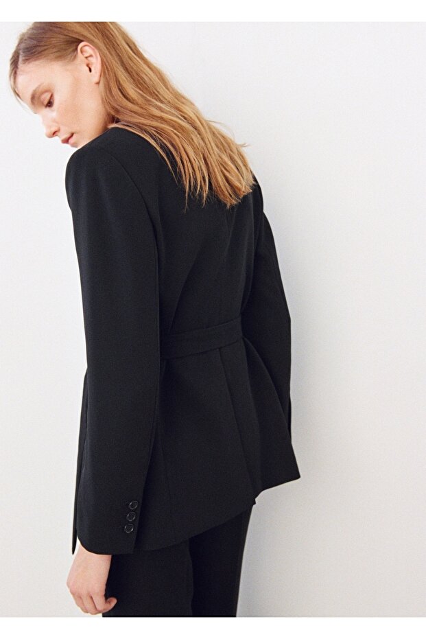 Fular detaylı blazer ceket - 4