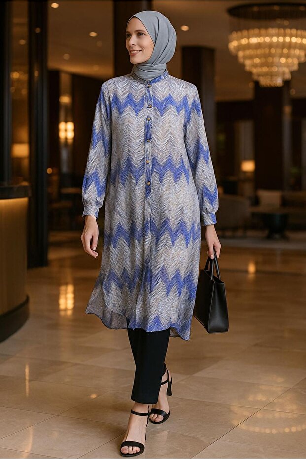 تونيك منقوش مقاس كبير 20521 - 1