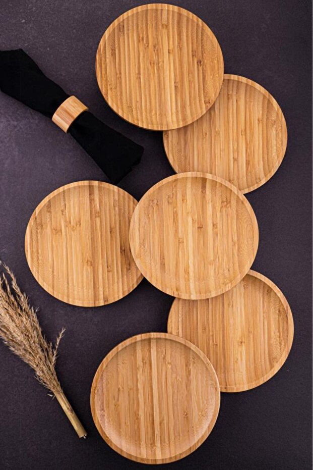 Emmy - 6 Parça Bambu Pasta Seti Servis Tabağı - 1