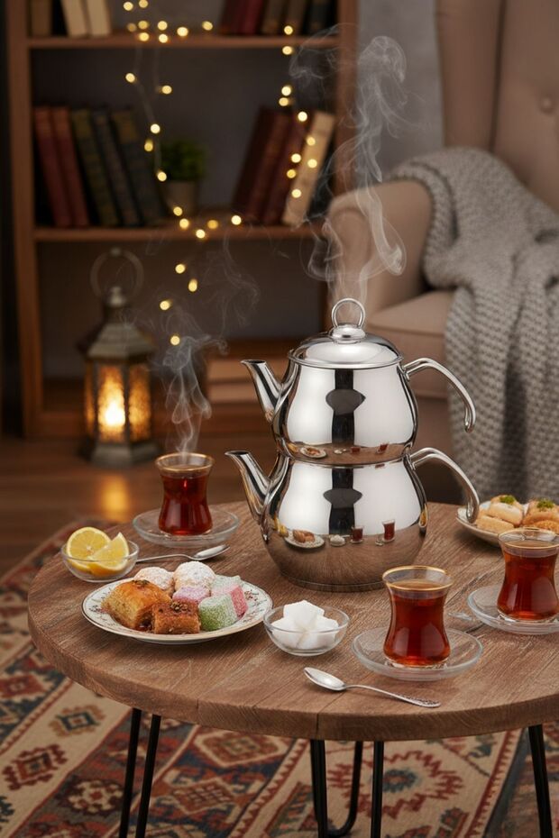 Solid - Çelik Kulplu Çelik Çaydanlık Takımı - 3